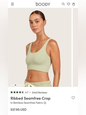 BOODY Ribbed Seamfree Crop -L - sage